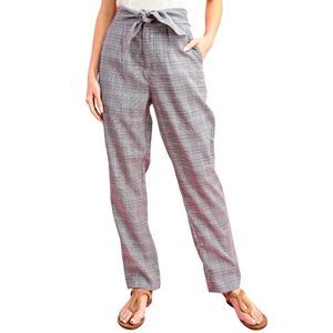 Plaid Tie Waist High-rise puddle pants that are cut in a relaxed silhoue…